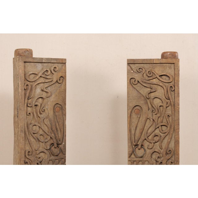 Mid 20th Century Mid 20th Century Borneo Carved Wood Doors – A Pair For Sale - Image 5 of 10
