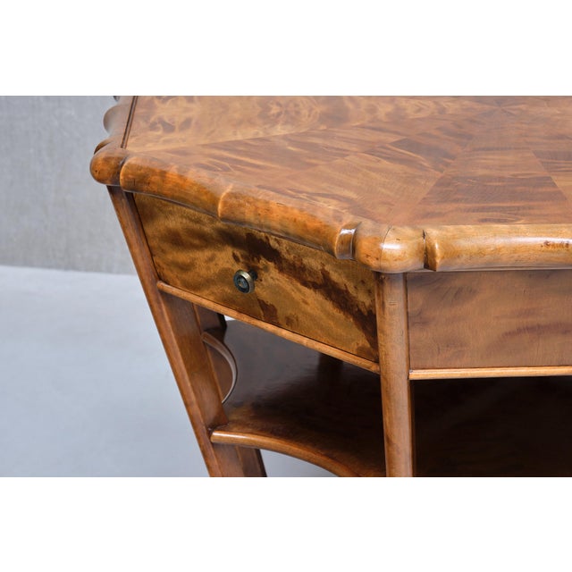 Expressionist Octagonal Center Table in Flamed Birch, Germany, 1920s For Sale - Image 15 of 16