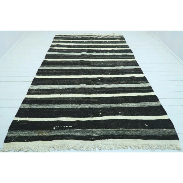 Modern Striped Handmade KIlim - 74"x122" For Sale - Image 13 of 13