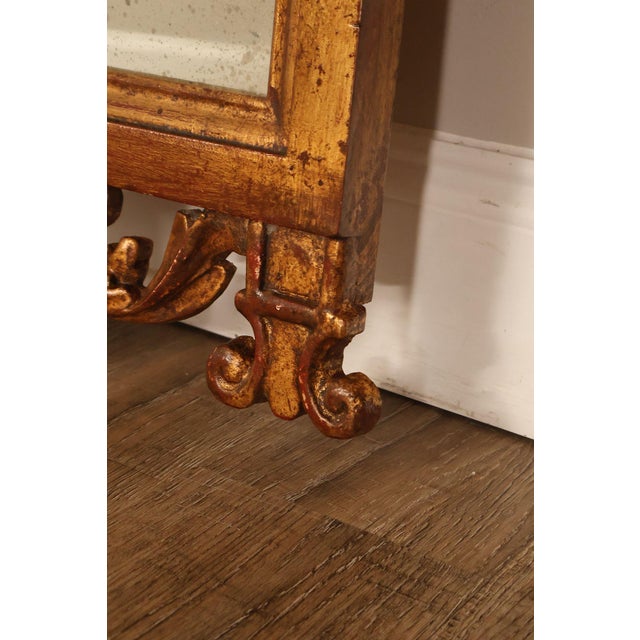 Italian Giltwood Narrow Vintage Wall Mirror Mirror For Sale - Image 17 of 18