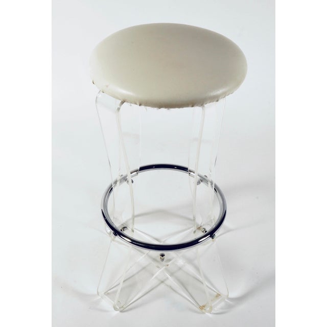 Metal Vintage Lucite Ribbon Barstool in the Style of Karmel For Sale - Image 7 of 7