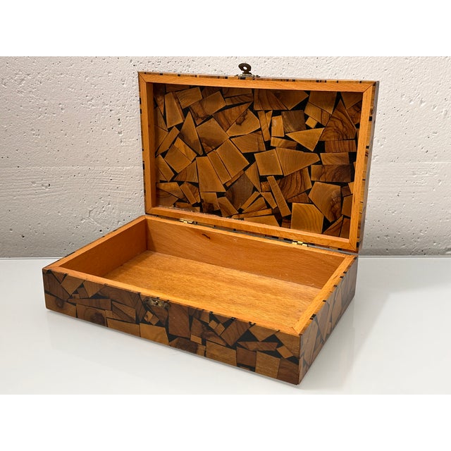 Mid 20th Century Olive Wood Mosaic Box For Sale - Image 5 of 12