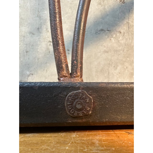 Metal Late 20th Century Jan Barboglio Forged Iron Candelabra 2-Arm Vine Leaves Glass Votives Signed 19" For Sale - Image 7 of 11