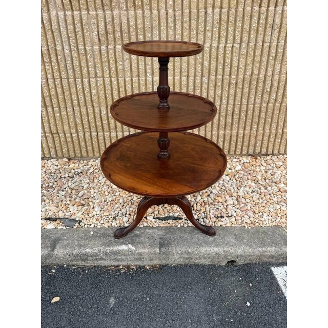 Antique George III 3 Tier Mahogany Dumb Waiter 36'' tall, 20'' widest 3 circular quality mahogany display tiers supported...