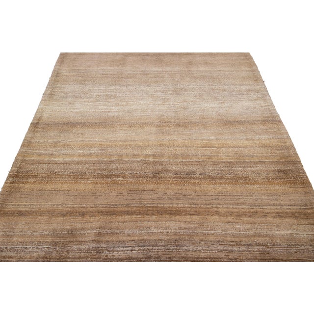 Modern Modern Handmade Lori Persian Wool Rug With a Brown Solid Motif For Sale - Image 3 of 10