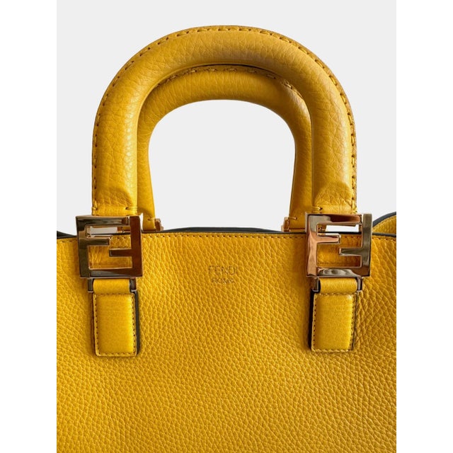 Fendi Sunflower Yellow Leather Tote Bag For Sale In Los Angeles - Image 6 of 7