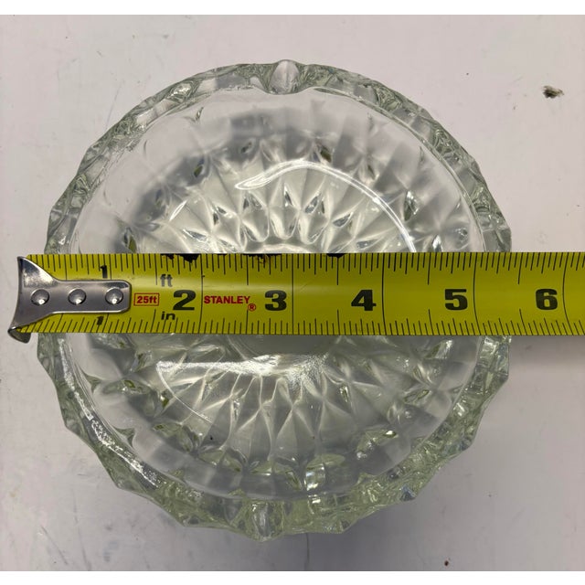 Glass Vintage Mid-Century Pressed Glass Ashtray – Starburst Pattern 1950s Scalloped Glass For Sale - Image 7 of 7