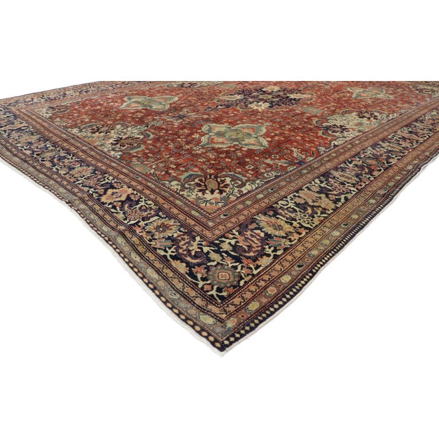 Antique Persian Sarouk Farahan Rug with Arts & Crafts Style 08'05 x 12'06. The naturalistic design elements combined with...