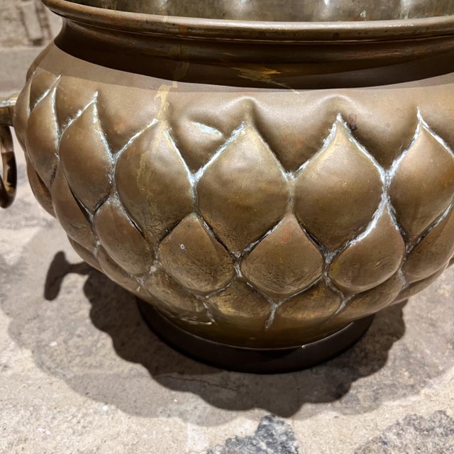 Moroccan Hammered Copper Lotus Lidded Vessel For Sale - Image 4 of 8