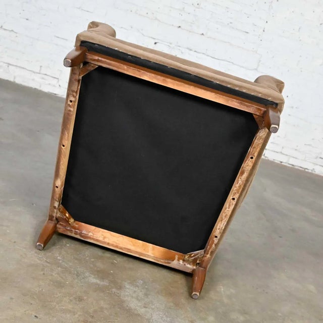 Vintage Mid Century Modern Mocha Colored Velvet Club Lounge Chair Style of Dunbar For Sale - Image 10 of 12