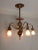 Victorian Antique Steuben Style Brass 5-Armed Chandelier For Sale - Image 3 of 16