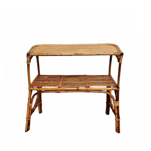 1960s Vintage Bamboo and Woven Rattan Console Table by Franco Albini, Italy, 1960s For Sale - Image 5 of 12