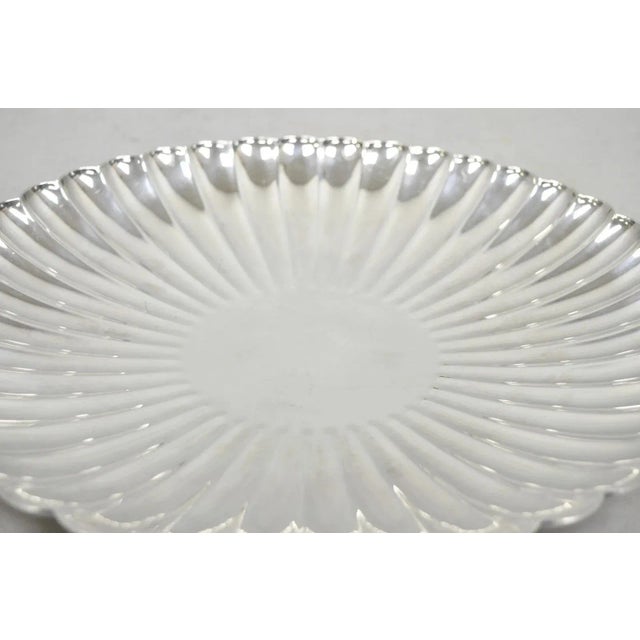 Mid 20th Century Mid 20th Century Reed & Barton 1853 Modern Silver Plated Scalloped 14" Round Dish Serving Platter For Sale - Image 5 of 11