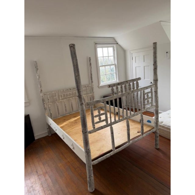 Painted White Birch Full Bed For Sale In New York - Image 6 of 6