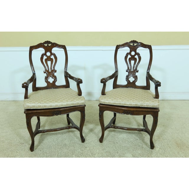 Pair Italian Walnut Cane Seat Armchairs For Sale - Image 13 of 13