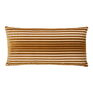 Schumacher Chimay Stripe Velvet 24" Lumbar Pillow in Bronze