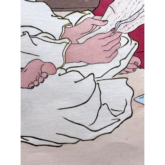 Framed Woodblock Print La Lettre du Fils Coree Early Version by Paul Jacoulet For Sale - Image 13 of 15