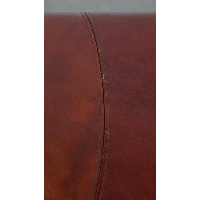 Brown Cognac-Colored Stool in Cowhide Leather For Sale - Image 8 of 10