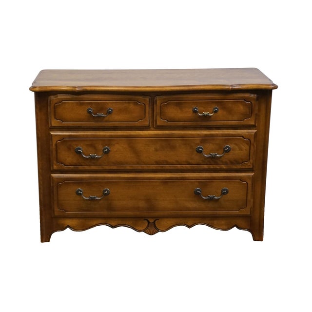French Country Late 20th Century Ethan Allen Country French Collection Solid Birch 48" Low Chest of Drawers For Sale - Image 3 of 12