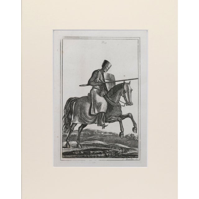 19th Century Engravings of Medeival English Knights on Horseback in Suits of Armour 1801- A Pair For Sale - Image 4 of 9