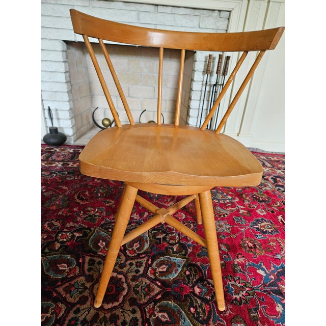 A Rare Set of George Nakashima attributed swivel dining chairs made of solid hard wood maple. possibly manufactured by...