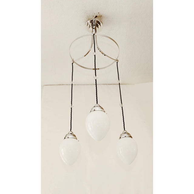19th Century Art Nouveau Glasss Chandelier, 1890s For Sale - Image 5 of 9