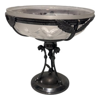 Antique Victorian Figural Silverplate Compote Serving Bowl Basket For Sale