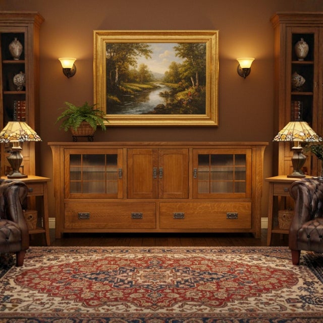 Mission Quarter Sawn Oak 72" Tv Stand - Michael's Cherry (Mc-A) For Sale - Image 10 of 14