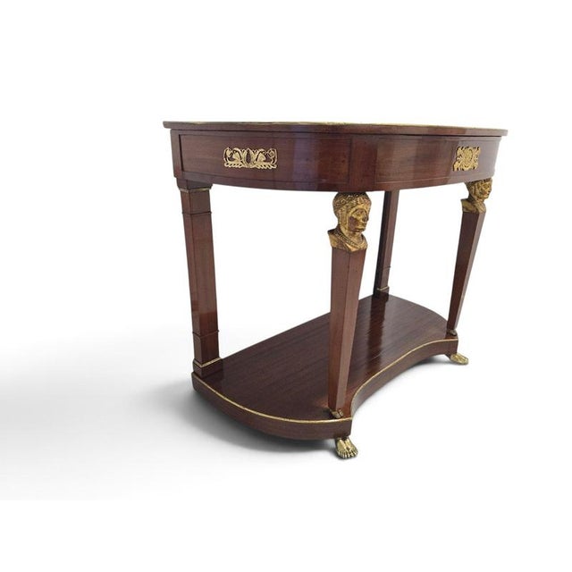 French Empire Demi-Lune Console Table with Gilt Bronze and Gilt Caryatids, 1810s For Sale - Image 9 of 17