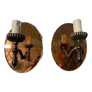 Vintage Italian Mirrored Glass Sconces, Set of 2 For Sale