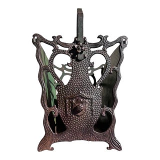 Hammered Iron and Old Paint Magazine Holder Circa 1920 For Sale