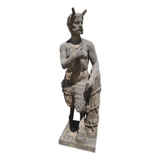 Neapolitan School Artist, Large Carved Faun Sculpture, Early 20th Century, Stone For Sale