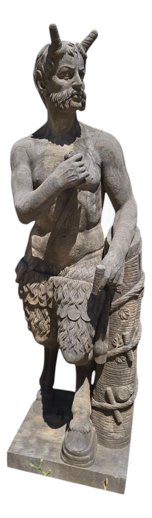 Neapolitan School Artist, Large Carved Faun Sculpture, Early 20th Century, Stone