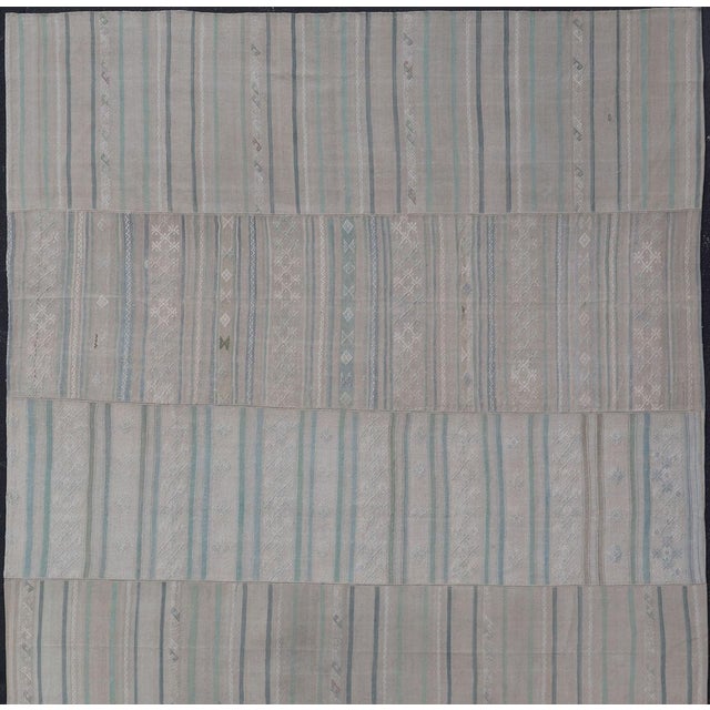 Large Vintage Neutral Paneled Kilim in Neutral Muted Tones 10'4" X16'8" For Sale - Image 9 of 13