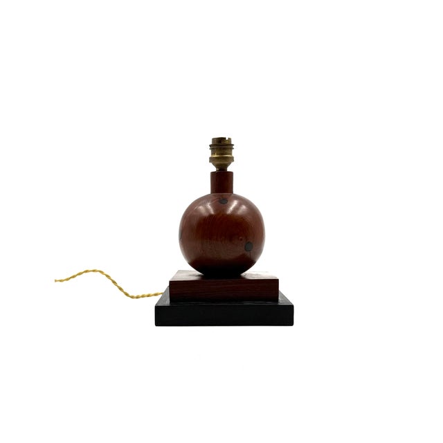 1930s Vintage French Art Deco Wood Table Lamp, 1930s For Sale - Image 5 of 12
