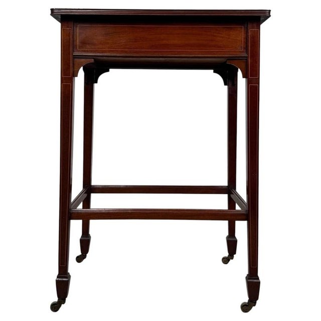 19th Century English Mahogany Side Table with Satinwood Inlay For Sale - Image 9 of 13