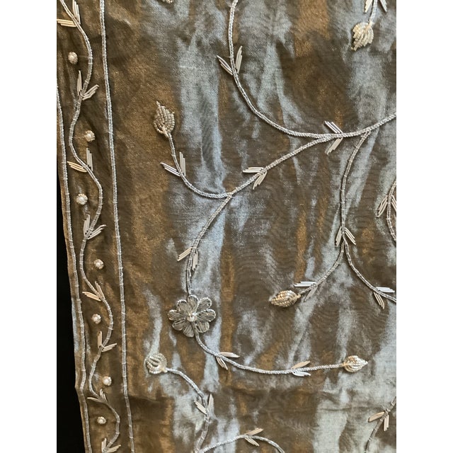 Brass Sethi & Sethi Brass Silk Organza Embroidered Floral Vine Decorative Table Runner For Sale - Image 8 of 11