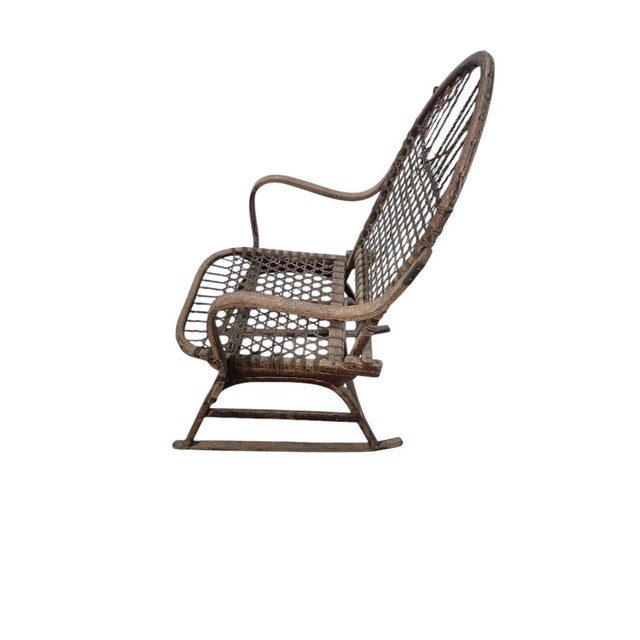 Antique Woven Bentwood Rocking Chair For Sale - Image 4 of 5