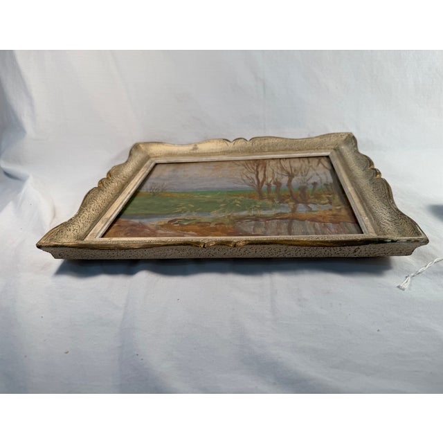 Vintage, French, Oil on Board, Framed Landscape Painting For Sale In Salt Lake City - Image 6 of 8
