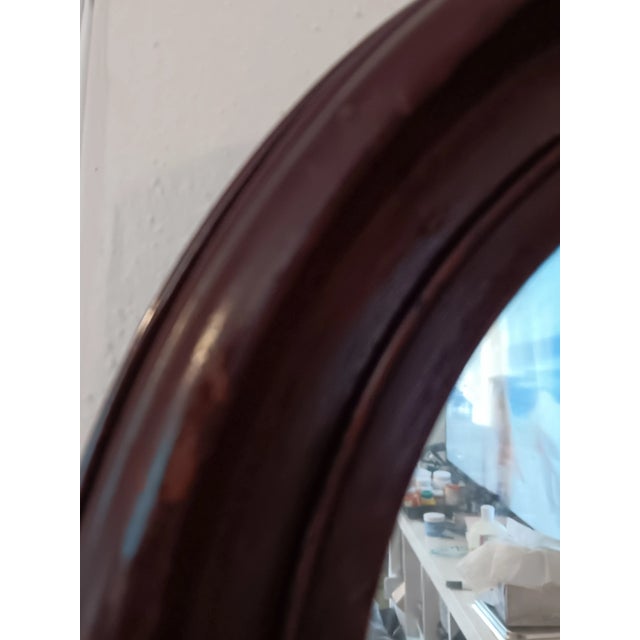 Last Call.Early 20th Century Oval Mahogany Wood Frame Mirror For Sale - Image 4 of 5