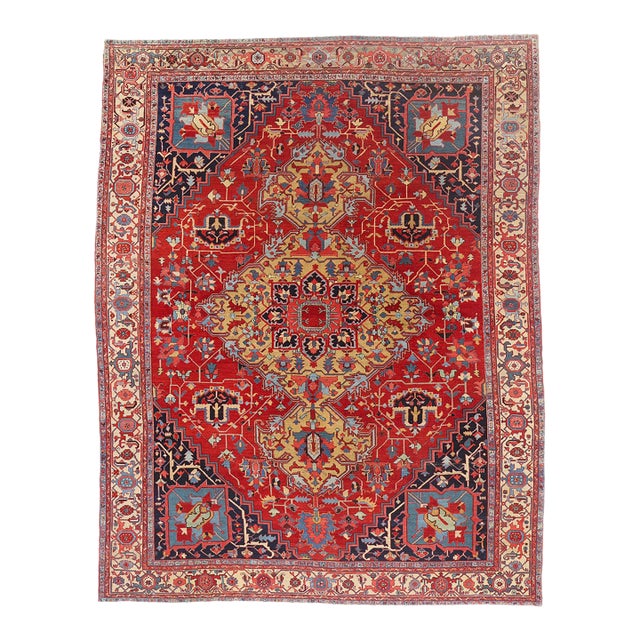 Antique Persian Serapi Rug, 10'05 X 13'04 For Sale