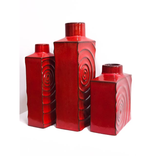 Mid-Century Modern West German Fat Lava Pottery Vases by Cari Zalloni for Steuler, 1970s, Set of 3 For Sale - Image 3 of 7