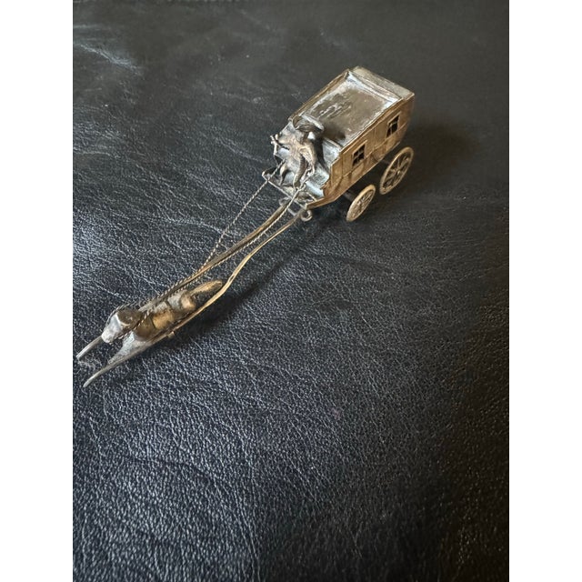 Metal Vintage Dutch Silver Miniature Carriage and Horses For Sale - Image 7 of 12