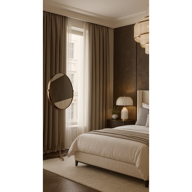 Not Yet Made - Made To Order Italian Round Freestanding Mizar Mirror in Burnished Metal For Sale - Image 5 of 6