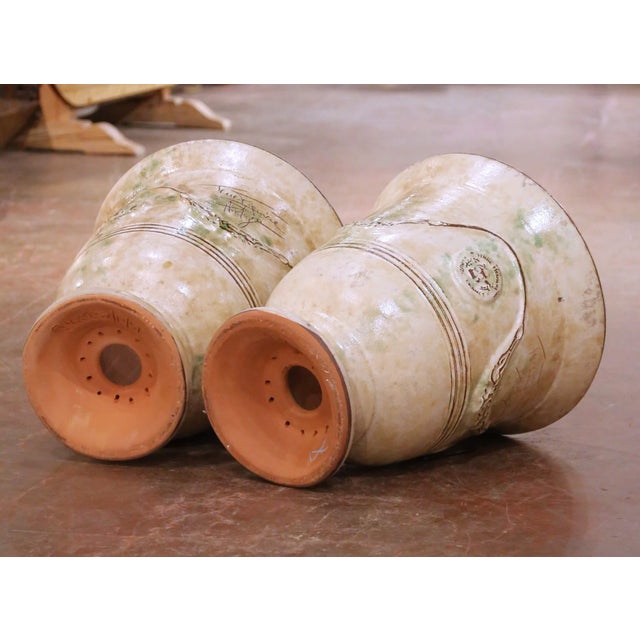 Pair of French Antiqued Anduze Terracotta Garden Vases From Terre Figuière For Sale - Image 11 of 12