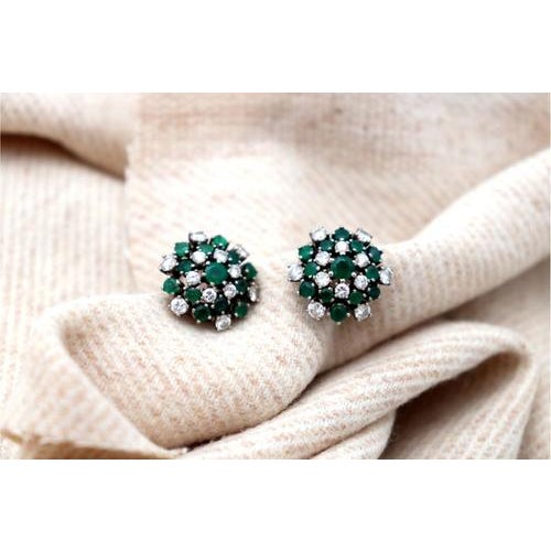 White Gold Shower-Shaped Earrings with Brilliant-Cut Diamonds, Set of 2 For Sale - Image 9 of 10
