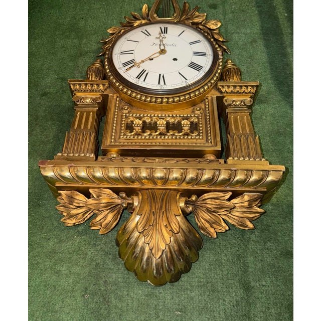 Large Swedish Gustavian Cartel Wall Clock For Sale In Los Angeles - Image 6 of 12