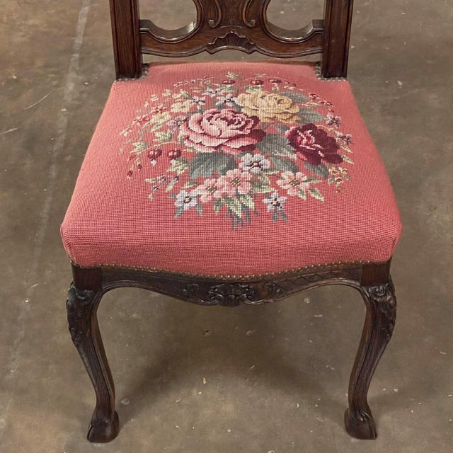 Set of 6 Antique Liegeoise Needlepoint Dining Chairs Includes 1 Armchair For Sale - Image 17 of 18