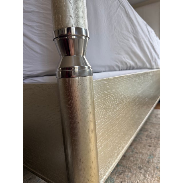 Jonathan Charles Jonathan Charles Modern Toulouse Silver Oak Wood King Poster Bed Frame For Sale - Image 4 of 10