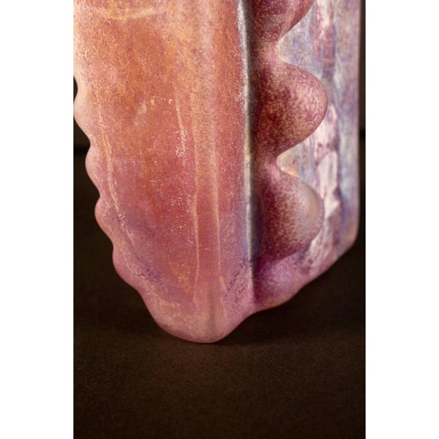Late 20th Century Bernie D’Onofrio Contemporary Hand-Blown Sculpted Purple & Frosted Etched Glass For Sale - Image 10 of 12